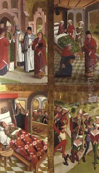 Scenes from the Life of St. Nicholas from the Inner Section of the Left Exterior Wing of the Former Main Altar in St. Nicholass Church, 1481 Oil Painting by Hermen Rode