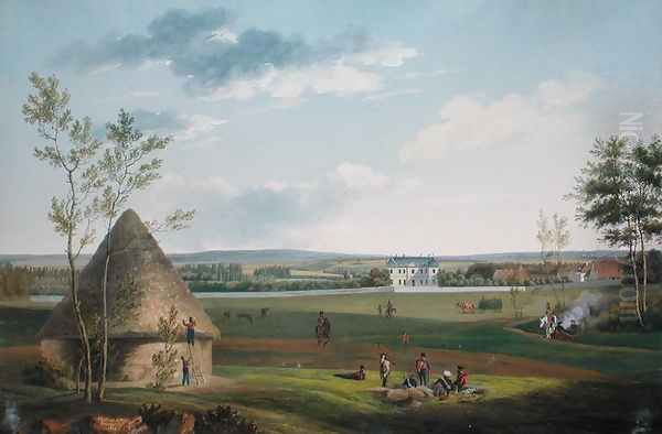 The Chateau dEtry and the Park Occupied by Cossacks in 1814 Oil Painting by J. Randon