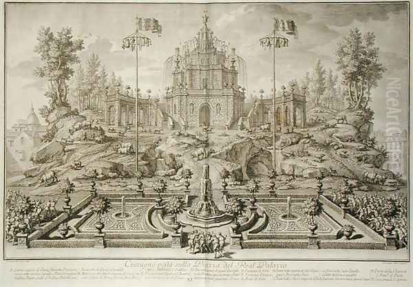 The Cuccagna, from Narrazione delle Solemni Reali Feste , engraved by Giuseppe Vasi 1710-82, published 1749 Oil Painting by Re, Vincenzo dal