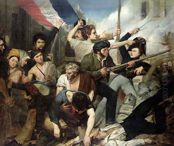 Scene of the 1830 Revolution Oil Painting by Philibert Rouviere