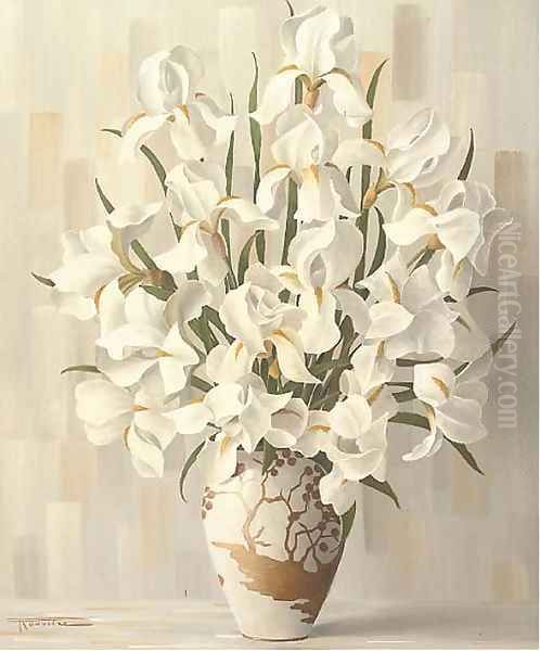 Lilies in a vase Oil Painting by Philibert Rouviere