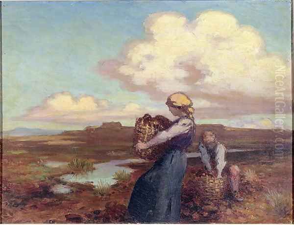 The Peat Gatherers Oil Painting by George William Russell