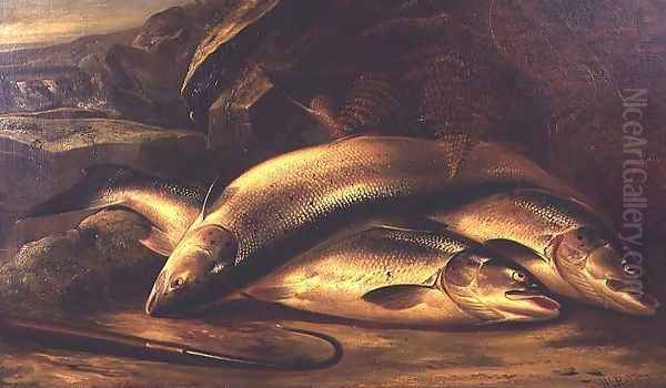 Still Life of Salmon Oil Painting by Henry Leonidas Rolfe