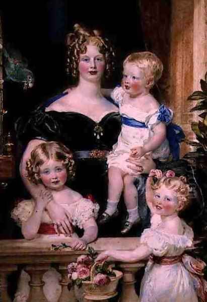 Mrs George Bankes and her Children, Georgina, Maria and Edmond, 1830 Oil Painting by Sir William Charles Ross