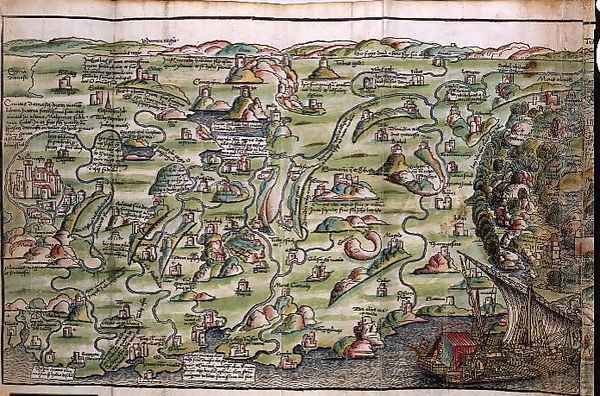 Map of the City of Jerusalem, from Peregrinatio in Terram Sanctam by Bernhard von Breydenbach 1440-97, 1486 Oil Painting by Erhard Reuwich