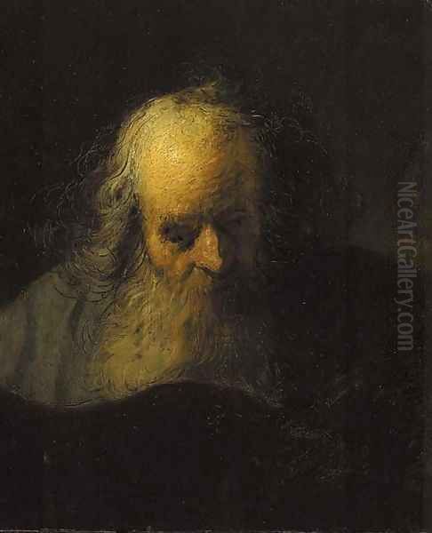 An old man reading a book Oil Painting by Jacques des Rousseaux