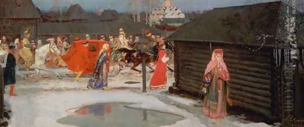 The Wedding Procession Oil Painting by Andrei Petrovitch Rjabuschkin