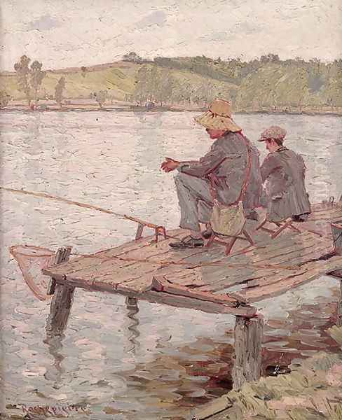 Fishermen Oil Painting by Pierre Roche