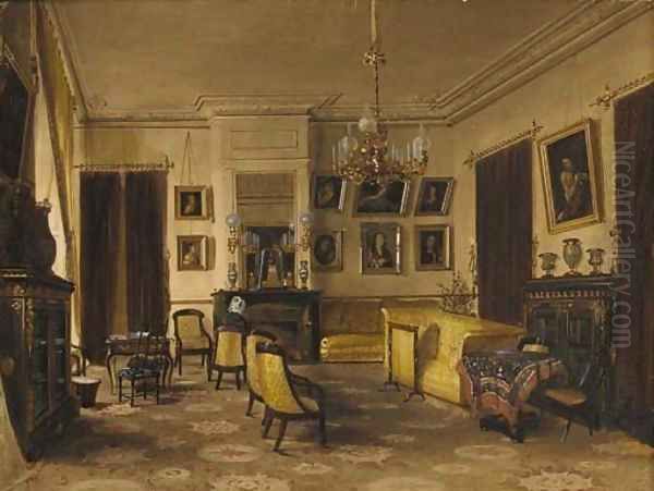 A view of a French interior Oil Painting by James Roberts