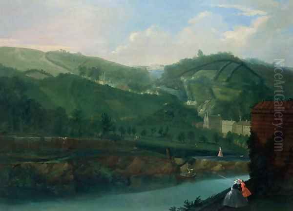 View towards Prior Park from the River, Bath Oil Painting by Thomas Ross