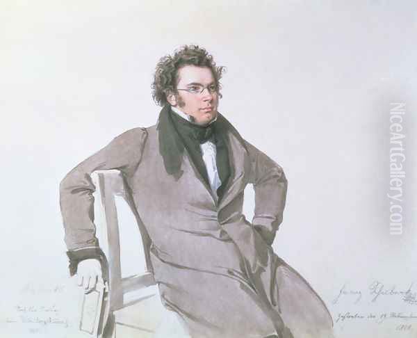 Franz Schubert 1797-1828, 1825 Oil Painting by Wilhelm August Rieder