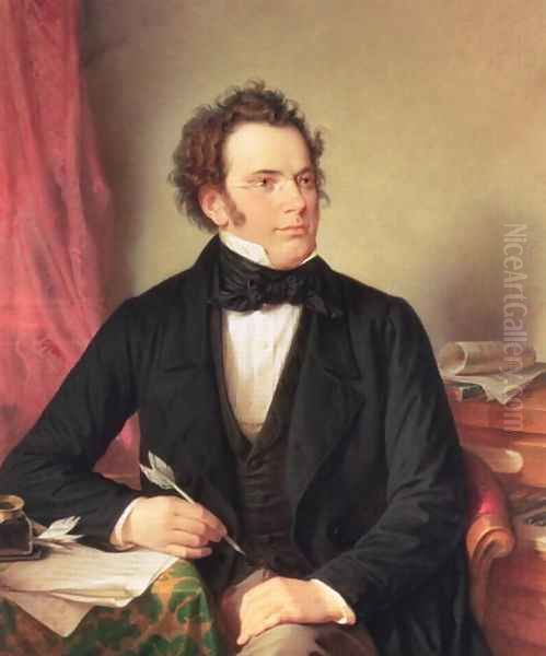 Franz Peter Schubert 1797-1828 Oil Painting by Wilhelm August Rieder