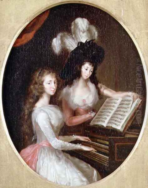 Lady Maria Tryphena Cockerell and Lady Charlotte Imhoff Making Music at a Harpsichord, c.1789 Oil Painting by Francesco Renaldi