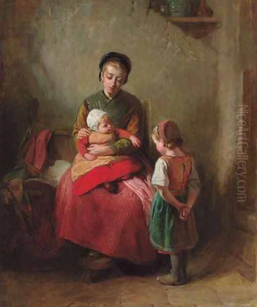 Motherhood Oil Painting by Thomas Edward Roberts