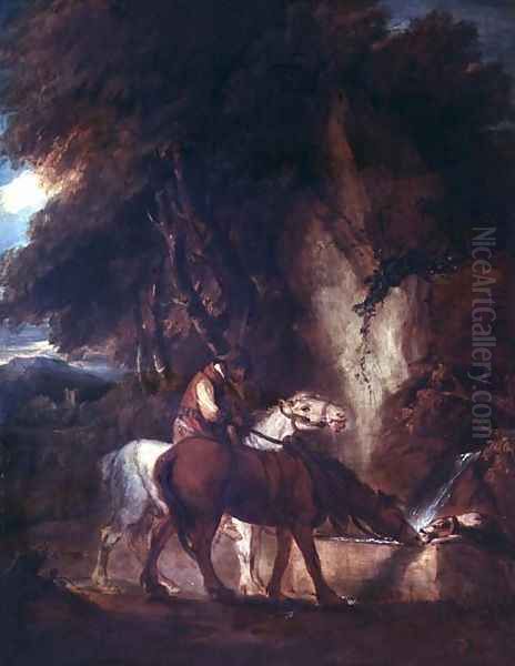 Horse Drinking Oil Painting by Samuel Williams II Reynolds