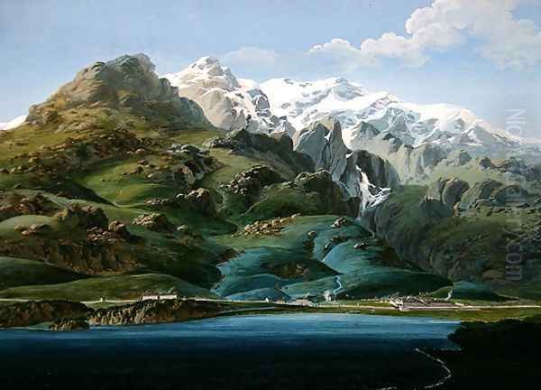 View of Mont Cenis Oil Painting by J. Reviglio