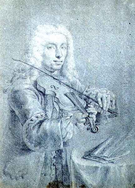 Portrait of Francesco Veracini 1690-1768, Italian violinist Oil Painting by Franz Ferdinand Richter