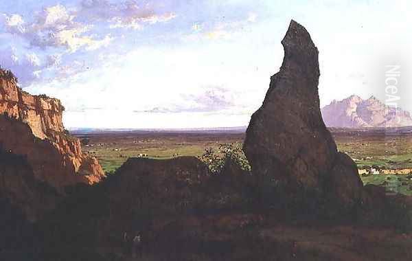 Landscape with a Prominent Rock Oil Painting by Luis Rigalt