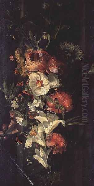 Still Life with Roses, Lilies and Other Flowers Oil Painting by (circle of) Ruysch, Rachel