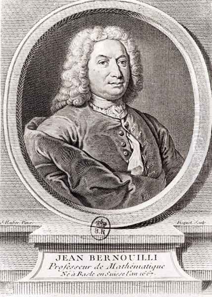 Portrait of Jean Bernoulli 1667-1748 engraved by Etienne Ficquet 1719-94 Oil Painting by Ruber, J.