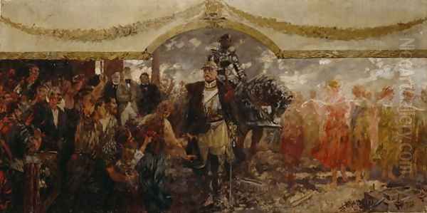 The People Render Homage to Bismarck, 1911 Oil Painting by Theodor Rocholl