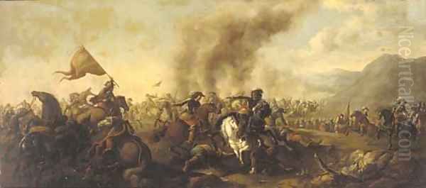 A cavalry engagement 2 Oil Painting by Salvator Rosa