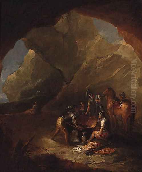 Brigands distributing Loot in a Cavern Oil Painting by Salvator Rosa