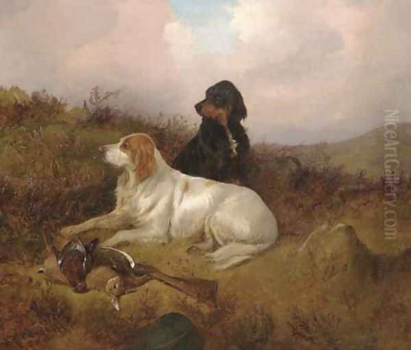 Setters guarding the bag Oil Painting by Colin Graeme Roe