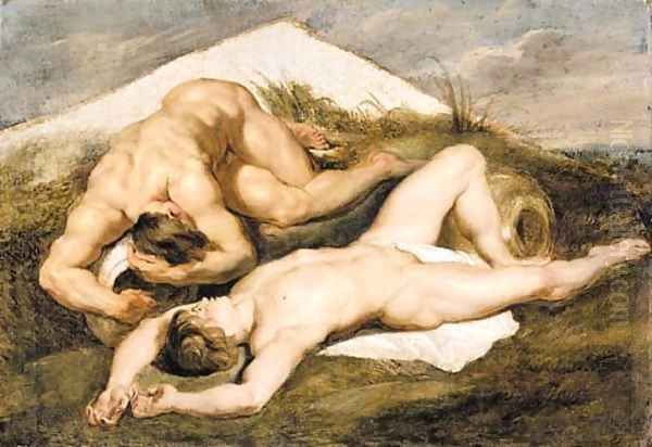 Study of two male nudes Oil Painting by Sir Peter Paul Rubens