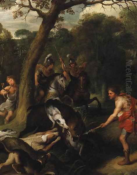 A Boar Hunt Oil Painting by Sir Peter Paul Rubens