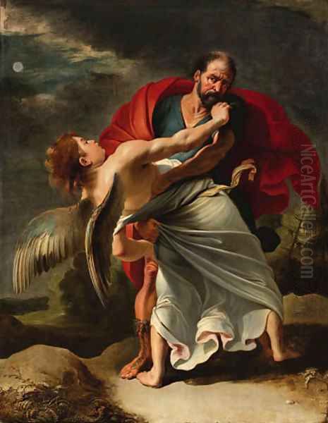 Jacob wrestling with the Angel Oil Painting by Sir Peter Paul Rubens