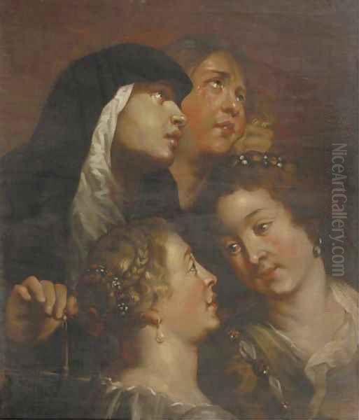 A study of four female heads Oil Painting by Sir Peter Paul Rubens