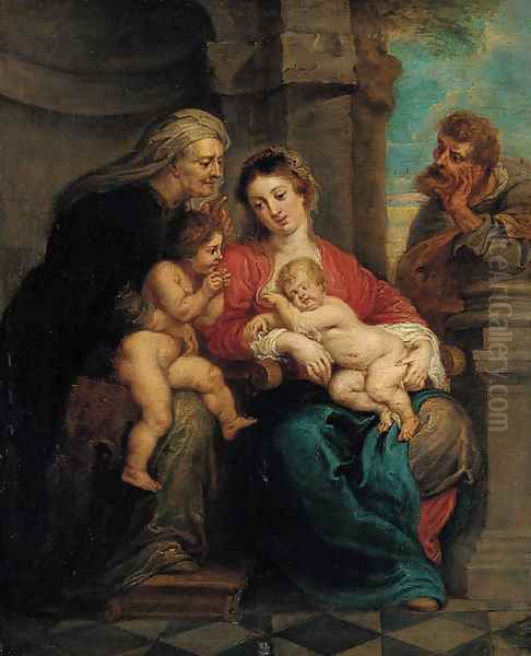 The Holy Family with Saint Anne and the Infant Saint John the Baptist Oil Painting by Sir Peter Paul Rubens