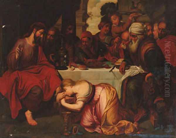 Christ in the House of Simon the Pharisee Oil Painting by Sir Peter Paul Rubens