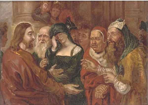 Christ and the woman taken in adultery Oil Painting by Sir Peter Paul Rubens