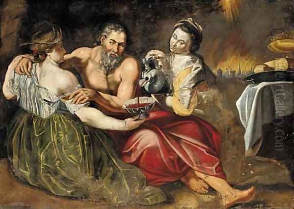 Lot and his Daughters Oil Painting by Sir Peter Paul Rubens