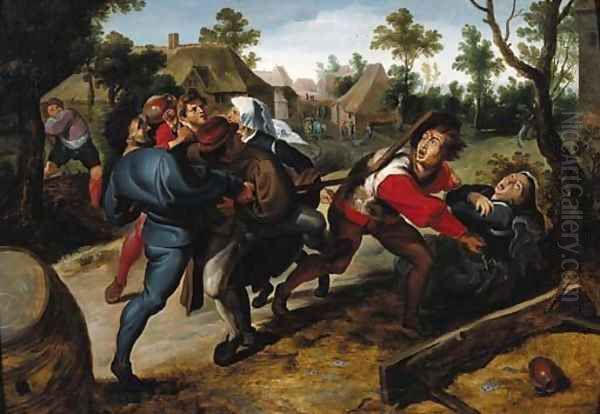 Peasants fighting over a game of cards Oil Painting by Sir Peter Paul Rubens