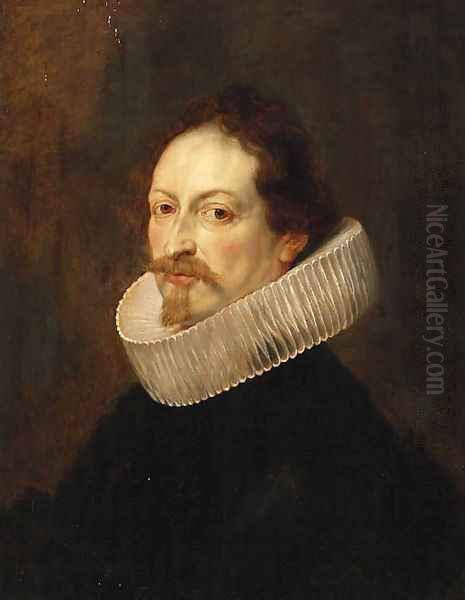 Portrait of Jan-Gaspar Gevartius, bust-length, in black costume and a ruff Oil Painting by Sir Peter Paul Rubens