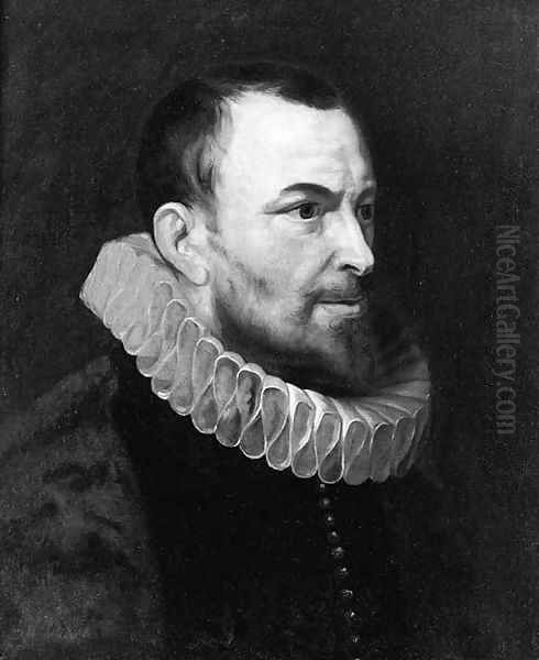 Portrait of Nicolaes Rockox (1560-1640) , half length, in profile to the right, wearing a dark costume and a molenkraag Oil Painting by Sir Peter Paul Rubens