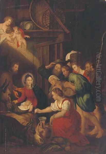 The Adoration of the Shepherds 2 Oil Painting by Sir Peter Paul Rubens