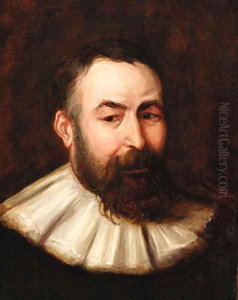 Portrait of a bearded gentleman, bust-length, in a white collar Oil Painting by Sir Peter Paul Rubens