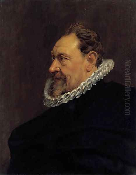 Portrait of a gentleman, bust-length, in a black costume with a white ruff Oil Painting by Sir Peter Paul Rubens