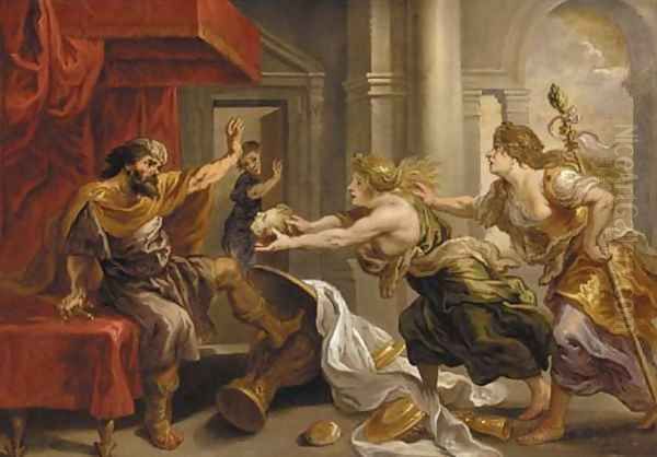 Tereus being presented with the head of his Son Itys Oil Painting by Sir Peter Paul Rubens