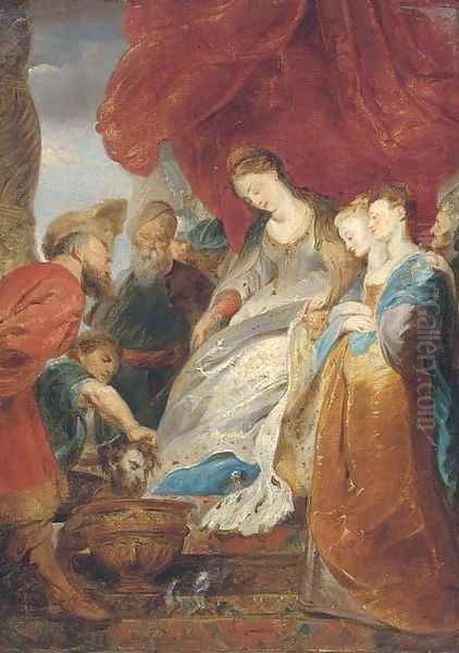 The head of Cyrus brought to Queen Tomyris Oil Painting by Sir Peter Paul Rubens