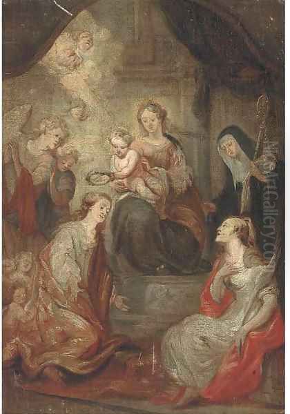 The Madonna and Child with Saints Oil Painting by Sir Peter Paul Rubens