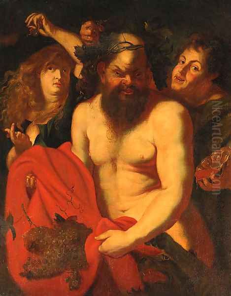 Drunken Silenus Attended By Bacchantes Oil Painting by Sir Peter Paul Rubens