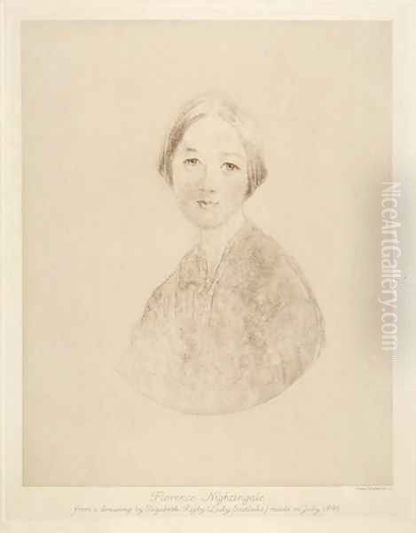 Florence Nightingale, engraved by Emery Walker, 1846 Oil Painting by Elizabeth Rigby (Lady Eastlake)