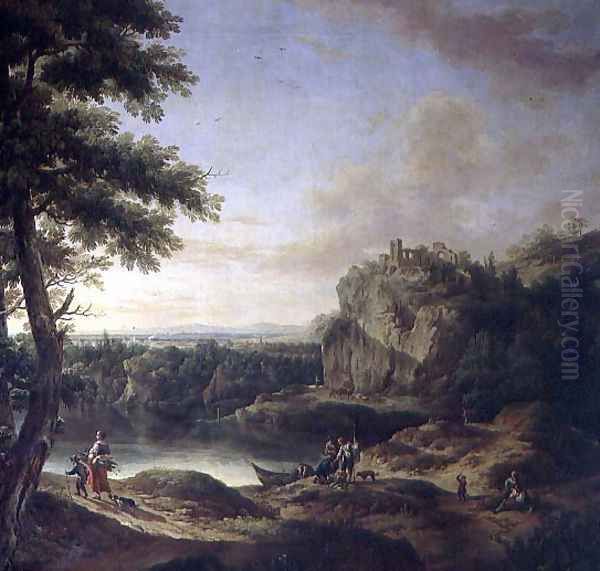 Landscape scene Oil Painting by Joseph Rosa or Roos