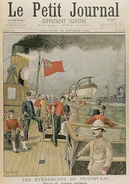 Events in the Transvaal Departure of the English troops for South Africa, from Le Petit Journal, 15th October 1899 Oil Painting by Henri Rudaux