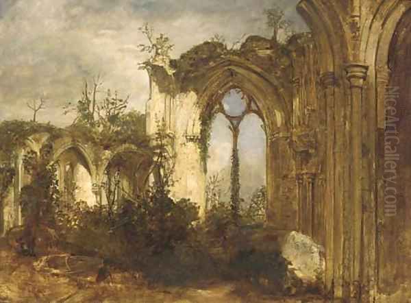 An abbey ruin Oil Painting by David Roberts